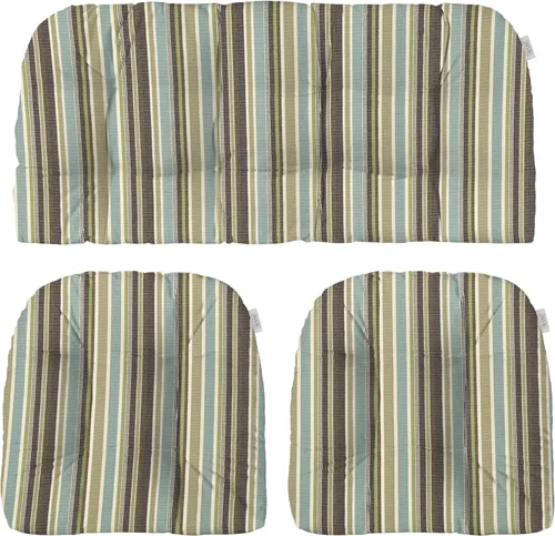 Vista 14 de RSH DECOR: Sunbrella - Juego de 3 cojines de mimbre copetudos 41 x 19 pulgadas y 19 x 19 pulgadas Fabricado con tela de rendimiento Sunbrella