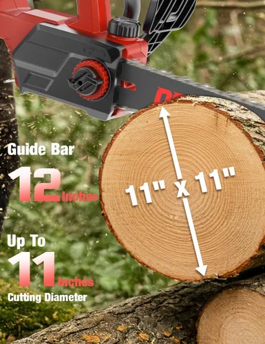 Vista 4 de Motosierra eléctrica sin escobillas de 12 pulgadas, inalámbrica, para batería Dewalt de 20 V, motosierra compacta con corte potente de 44.3 pies/S