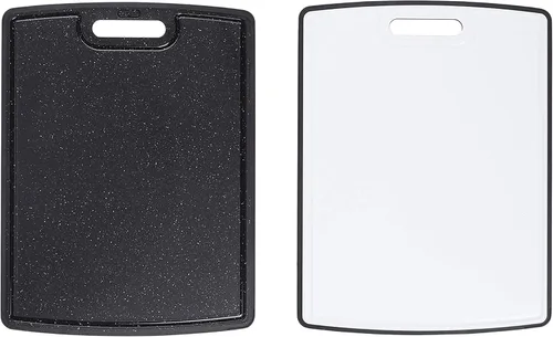 Vista 4 de Dexas PolyDuO - Tabla de cortar reversible, 8.5 x 11 pulgadas, granito blanco y medianoche