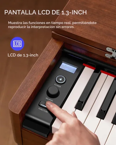 Vista 7 de Donner Piano digital con 88 teclas dinámicas graduadas de acción de martillo con teclado ponderado, piano digital vertical DDP-200 para profesional