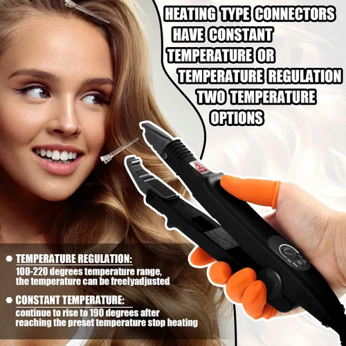 Vista 6 de Plancha para Extensiones de Cabello de Queratina Fusion - Herramienta de Calor, Conector Térmico con Protector de Pegamento Fusion, Plantilla, Pinza