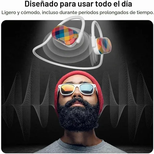 Vista 3 de Auriculares Purity Air de oído abierto - Auriculares inalámbricos Bluetooth de conducción de aire con micrófono dual para iPhone/Android - Comodidad