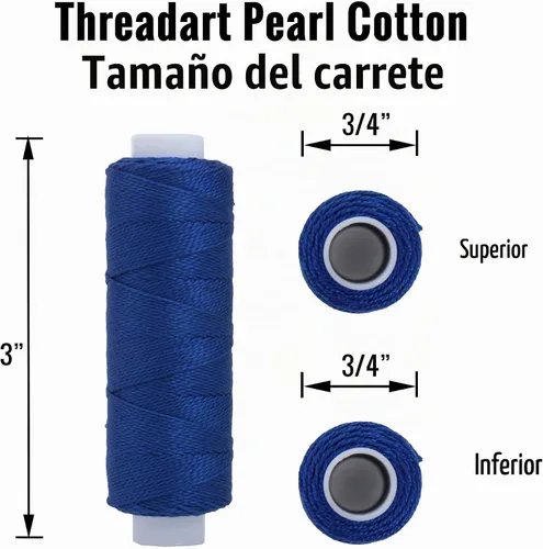 Vista 3 de ThreadArt Juego de hilos de algodón perla tamaño 8, juego de 5 colores, 5