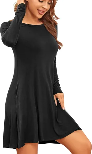 Vista 4 de HiMONE Vestido suelto casual de verano de manga larga con cuello redondo para mujer 2023