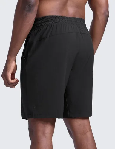 Vista 2 de CRZ YOGA Pantalones cortos de entrenamiento sin forro para hombre, 9 pulgadas, secado rápido, para correr, deportes, atletismo, gimnasio