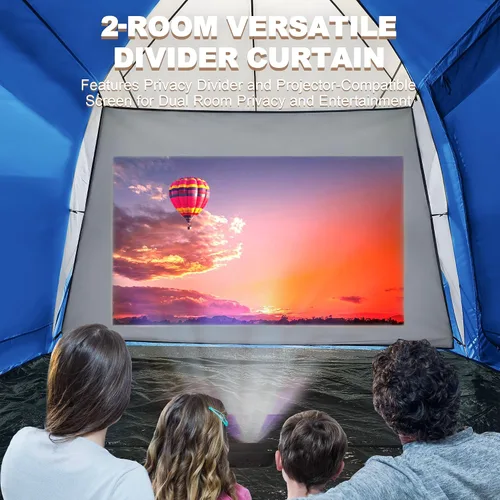 Vista 4 de uniHimal Tents for Camping, Waterproof 10 Person Family Tent with Double Layer & 4 Large Mesh Windows, Weather Resistant Easy Setup 2 Room Big Tent