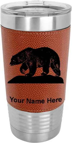 Vista 12 de LaserGram Vaso aislado al vacío de 20 onzas, oso polar, grabado personalizado incluido (piel sintética, estilo béisbol)