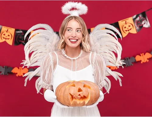 Vista 4 de Halloween Feather Angel Wings with Elastic StrapsHalloween Cosplay Party Fairy Angel Costume Wings for Adults and Kids