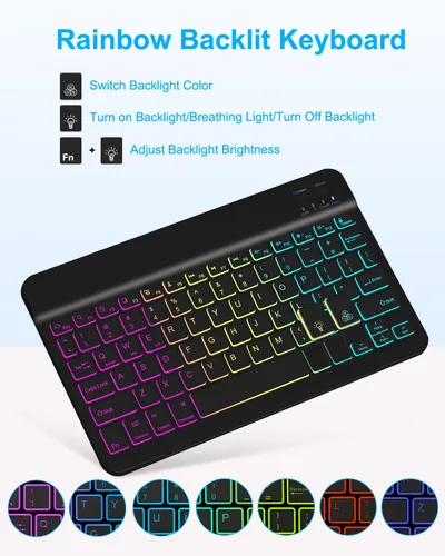 Vista 5 de Funda EAMPANG con teclado ratón para Samsung Galaxy Tab A9 Plus de 11 pulgadas (SM-X210/X215/X216/X218), teclado magnético desmontable USB-C