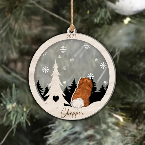 Vista 316 de Nazenti Adorno de Navidad conmemorativo personalizado, regalo personalizado de recuerdo de perro, condolencias por pérdida de mascotas, sabueso