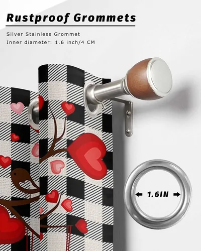 Vista 6 de Plaid Love-Tree Outdoor Curtains for Patio Waterproof Drapery,Grommet Window Curtain Living Room,Bedroom,Doorway,Kitchen,Cafe,Porch Drapes Saint