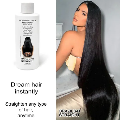 Vista 4 de The Real BRASILEAN Straight Keratin Blowout Complex Kit de tratamiento capilar de grado profesional, resultados naturales orgánicos alisan y alisan