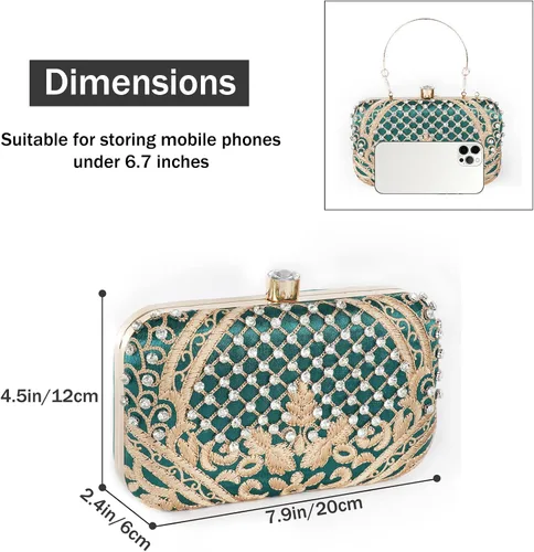 Vista 3 de DA BODAN - Bolso de noche para mujer, estilo vintage, con cuentas y lentejuelas y perlas, bolso de hombro para boda, novia, fiesta de graduación