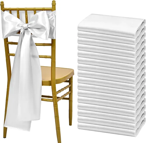 Vista 21 de Showgeous 60 cintas de satén color burdeos para decoración de sillas de recepción de boda, lazos para sillas de 7 x 78 pulgadas para banquetes