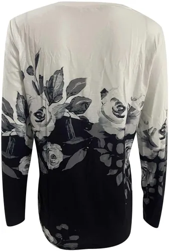 Vista 5 de SMIDOW Camisetas de manga larga con estilo étnico para mujer, camisas de primavera de moda, cuello en V, holgadas, cómodas, blusas elegantes