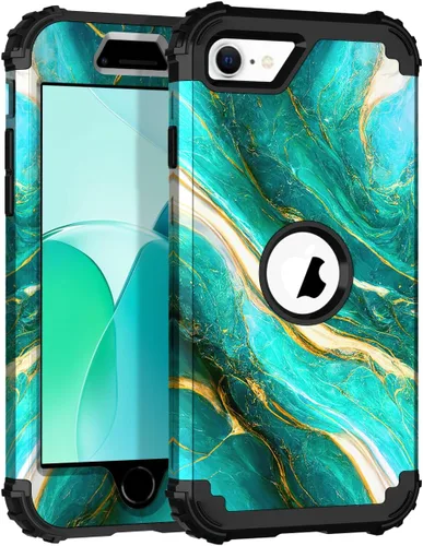Vista 63 de Hocase Funda para iPhone SE 2022/2020, resistente a prueba de golpes, de plástico duro+goma de silicona, funda protectora híbrida para iPhone SE