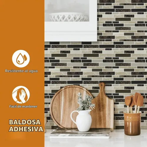 Vista 4 de WOWSTAR Azulejos Autoadhesivos de 10 Hojas para Salpicadero de Pared de Cocina, Azulejos Adhesivos para Cocina (12"x12", Canela)