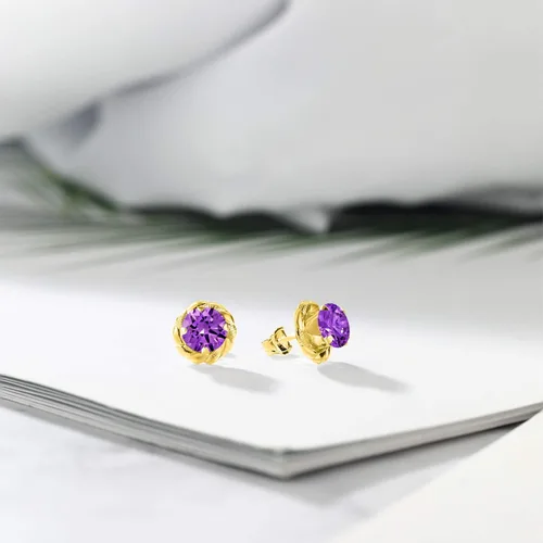 Vista 337 de Gem Stone King Aretes de plata de ley 925 de 0.236 in con piedra natal redonda para mujer
