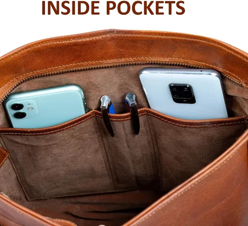 Vista 4 de URBAN LEATHER Bolsos cruzados grandes de 12 pulgadas para mujer bolso bandolera cruzado de cuero auténtico bolso de viaje de diseñador de hombro