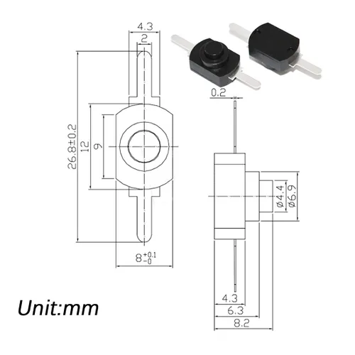 Vista 2 de mxuteuk 50 unids interruptor de botón micro autobloqueo DC 30V 1A para SMD tipo linterna lámpara luz salida de pared pestillo mini interruptor