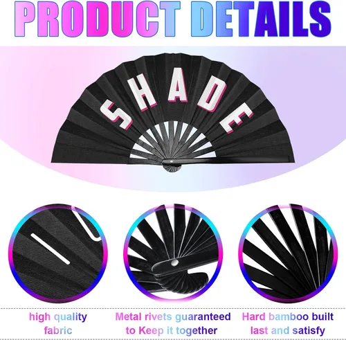 Vista 3 de Amyhill 3 ventiladores de mano grandes de bambú, ventilador plegable icónico de mano, ventilador chino de mano, para mujeres y hombres, festivales