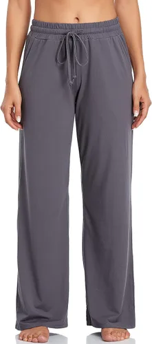 Vista 3 de ADANIKI Pantalones deportivos para mujer, pantalones de yoga con bolsillos para mujer, pijamas de trabajo, pantalones de pierna ancha con cordón