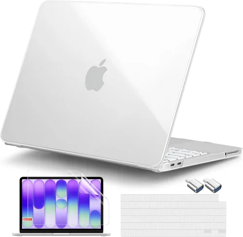 Vista 13 de DONGKE Funda con purpurina para MacBook Neo de 13 pulgadas 2026 (modelo A3404 A18 Pro Chip) Carcasa rígida transparente brillante con protector