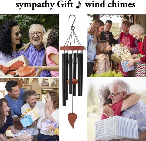 Vista 7 de Campanillas de viento para exteriores, campanillas de viento conmemorativas con 6 tubos de metal largos, carillón de viento de condolencia