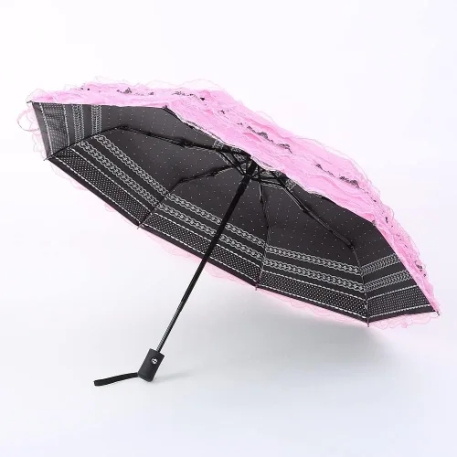 Vista 8 de WENDIN Sombrilla de encaje plegable vintage Paraguas gótico lluvia Anti-UV protección de encaje parasol cúpula Foto Props niñas sombrilla paraguas