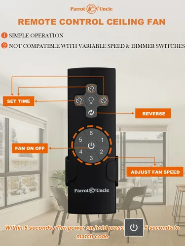 Vista 8 de Ventilador de techo grande de 84 pulgadas sin luz, ventilador de techo negro con certificación ETL