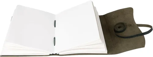 Vista 4 de KomalC Cuaderno de cuero hecho a mano 7x5 pulgadas Cuaderno vintage azul con papel en blanco sin renglones Diario de viaje antiguo, cuaderno