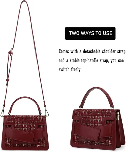 Vista 6 de LL LOPPOP Bolso cruzado pequeño con clase, bolsos de mano superior para mujer, bolsos con asa