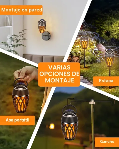 Vista 5 de MOFOKEAY Paquete de 2 Altavoces Bluetooth para Exteriores, Altavoz Inalámbrico con Altavoz de Llama LED BT 5.0, Linterna Antorcha Impermeable