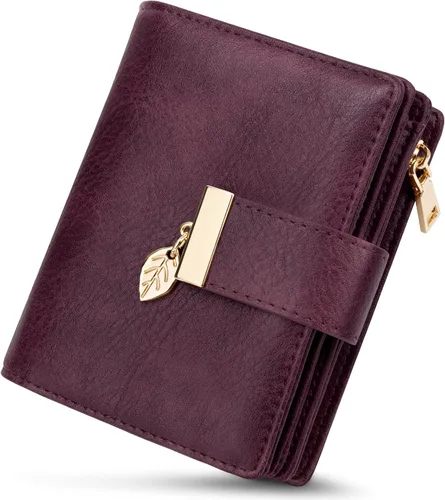 Vista 10 de HUANLANG Carteras pequeñas para mujer, con bloqueo Rfid, de cuero, plegable, tarjetero para tarjetas de crédito, cartera para mujer, bolsillo