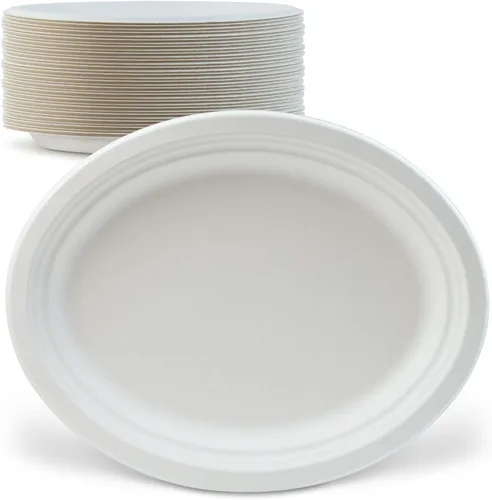 Vista 8 de Green Earth Platos compostables de 6 pulgadas, 125 unidades de fibra de bagazo natural