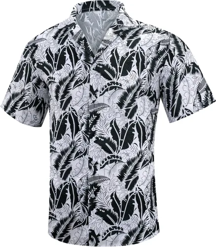 Vista 2 de YOHOWA Camisa hawaiana de manga corta para hombre, casual, con botones, para fiesta de brisa en la playa
