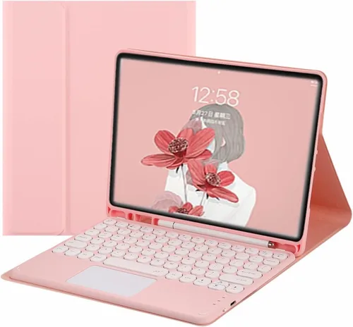 Vista 16 de Funda de teclado para Samsung Galaxy Tab S9 de 11 pulgadas 2023, teclado táctil de tecla redonda, teclado inalámbrico desmontable magnético