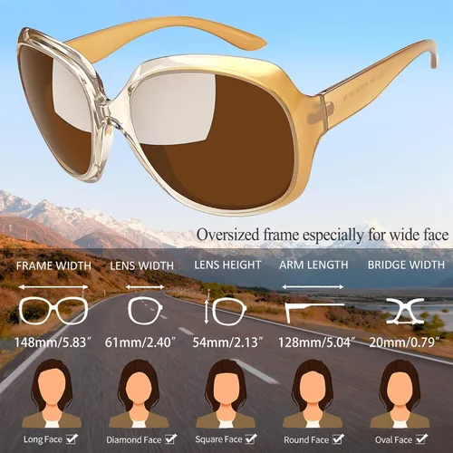 Vista 27 de Joopin Lentes de sol de gran tamaño para mujer, polarizados, grandes, para conducción, protección UV, grandes sombras