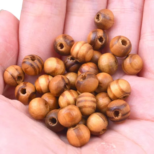 Vista 4 de BronaGrand 200 cuentas redondas de madera de 0.315 pulgadas, cuentas espaciadoras de madera natural, cuentas de madera para hacer joyas DIY