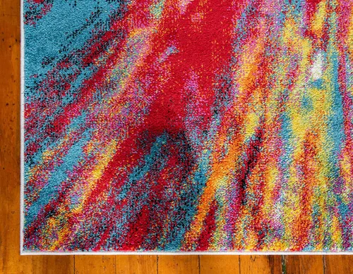 Vista 8 de Unique Loom colección Lyon - Alfombra abstracta y moderna, Polipropileno, Multi/azul marino.