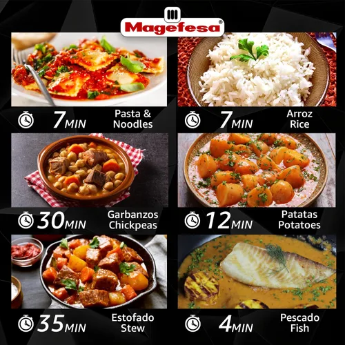 Vista 8 de Magefesa Nova - Juego de olla a presión para estufa, 4.2 y 6.3 cuartos de galón, cocción rápida, fácil bloqueo, acero inoxidable 18/10, compatible