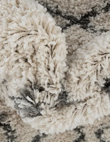 Vista 6 de Unique Loom Rabat Shag Collection - Alfombra geométrica (2 pies x 4 pies 1 pulgada, marfil puro/gris)