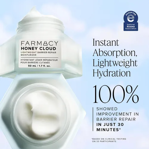 Vista 4 de Farmacy Honey Cloud Crema hidratante facial – Loción facial ligera con ácido hialurónico + péptidos – Humedad transpirable + reparación de barreras