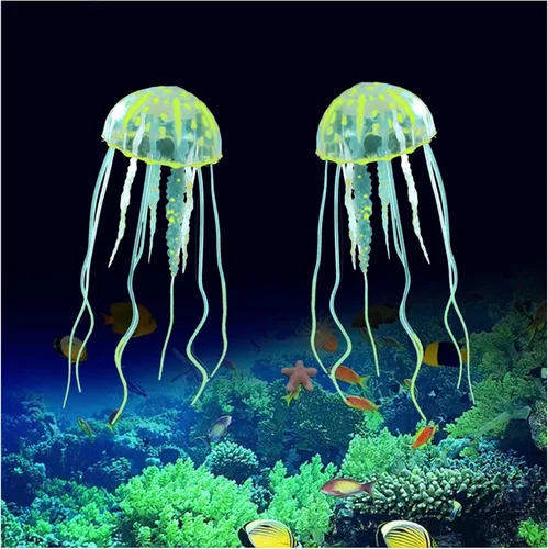 Vista 8 de WishLotus 2 decoraciones de medusas para pecera, adorno de plantas de medusas de simulación, decoraciones brillantes de medusas, decoraciones