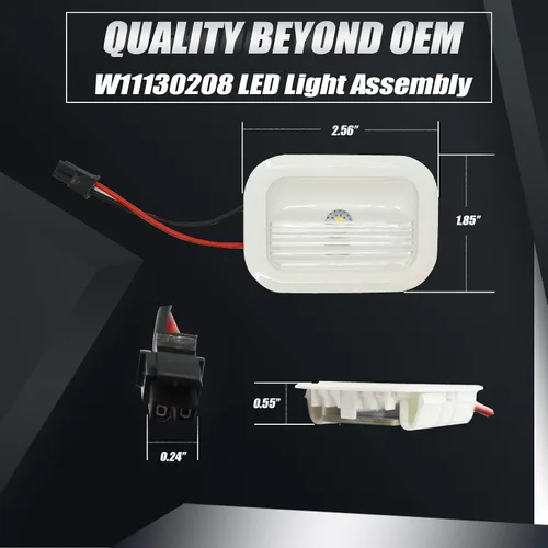 Vista 4 de 1 luz LED para refrigerador W11130208 mejorada x 1 montaje de repuesto W10637153 WPW10637153 W10758333 W10876279 para nevera y congelador compatible