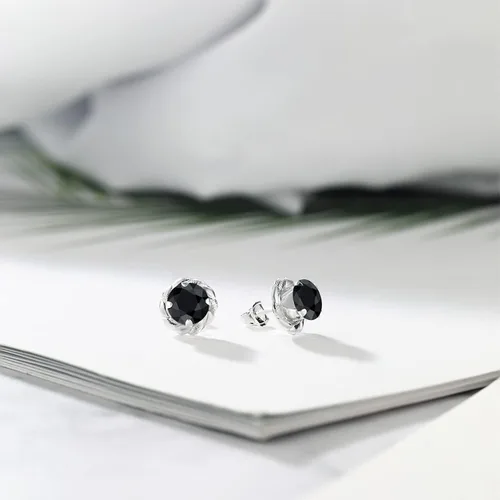Vista 313 de Gem Stone King Aretes de plata de ley 925 de 0.236 in con piedra natal redonda para mujer