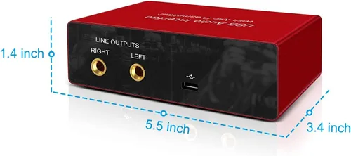 Vista 11 de Interfaz de audio USB con preamplificador de micrófono, grabadora mezcladora de audio USB con alimentación fantasma de 48 V, 24 bits, soporte