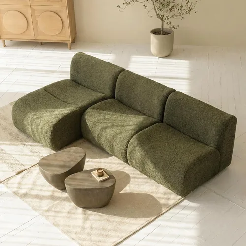 Vista 15 de Sofá individual modular curvado, sofá sherpa de espuma de 33 pulgadas, cómodos sofás de peluche para espacios pequeños, sofás modulares modernos