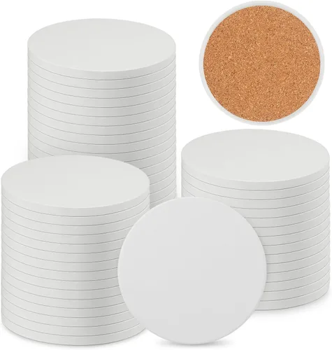 Vista 12 de 30 Pieces 3.75 Inch Hexagon Blank Ceramic Coasters, Unglazed Ceramic Tiles Coasters, Ceramic Tiles with Cork Backing Pads for Painting, DIY Crafts