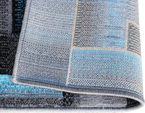 Vista 5 de Flash Furniture Elio Collection - Alfombra de área con patrón de bloques de color, alfombra de olefina azul de pelo alto, alfombra de área de 2 x 3